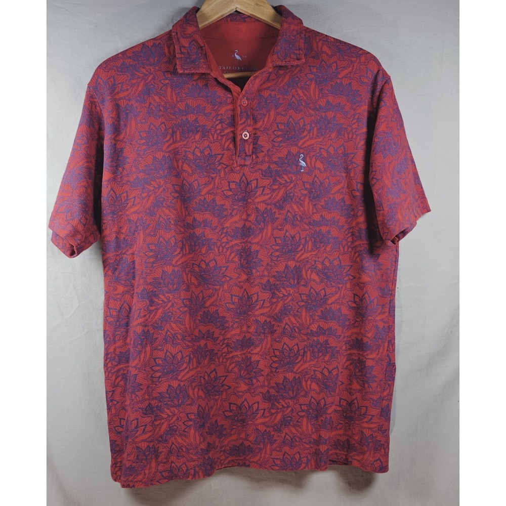 Tailorbyrd Flower Print Polo Shirt Stretch Golf Performance Large